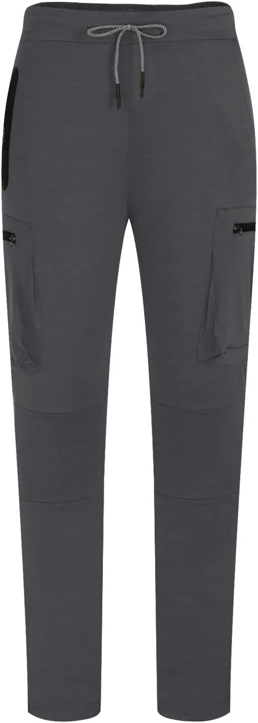 Men's Elastic Waist Hiking Pants Lightweight Outdoor Sweatpants with Zipper Pockets Casual Slim Fit Athletic Joggers