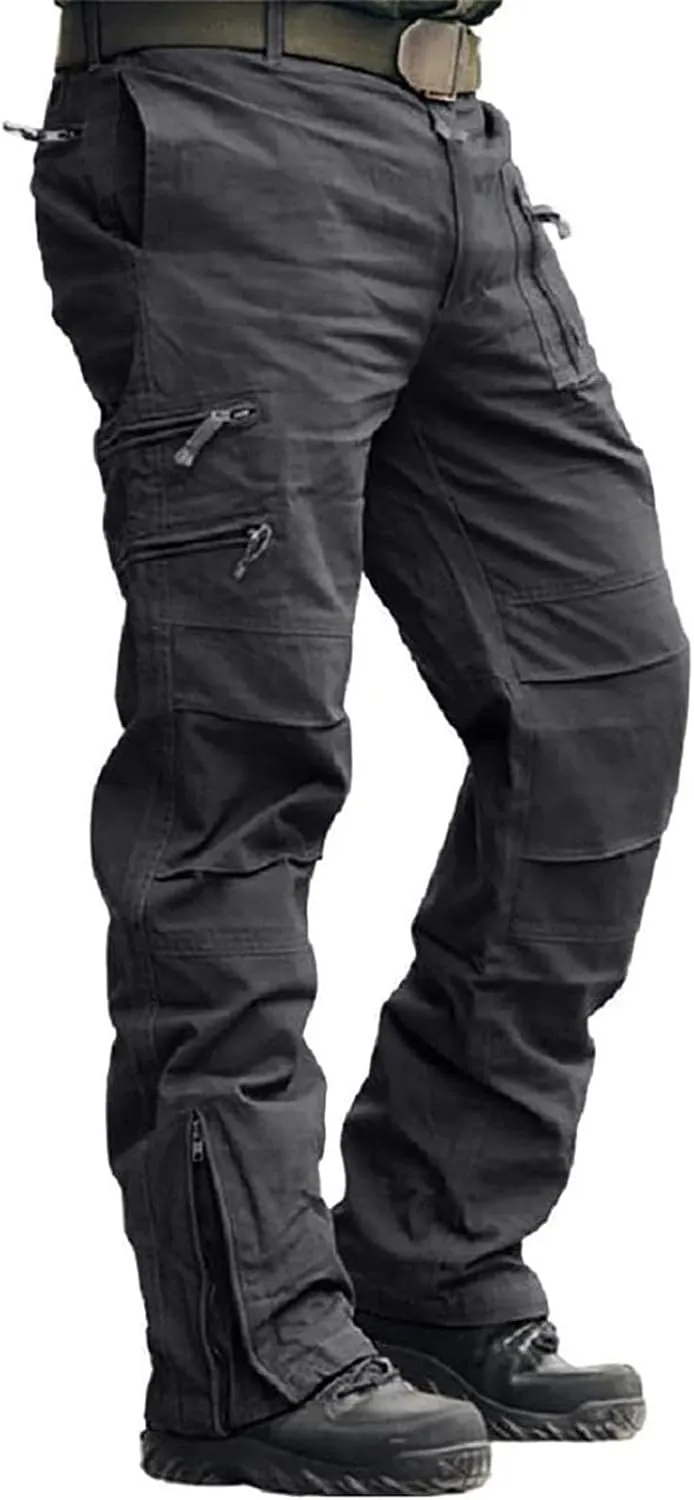 Mens Hiking Cargo Pants Slim Fit Lightweight Joggers Breathable Outdoor Trousers with Military Multi Pockets