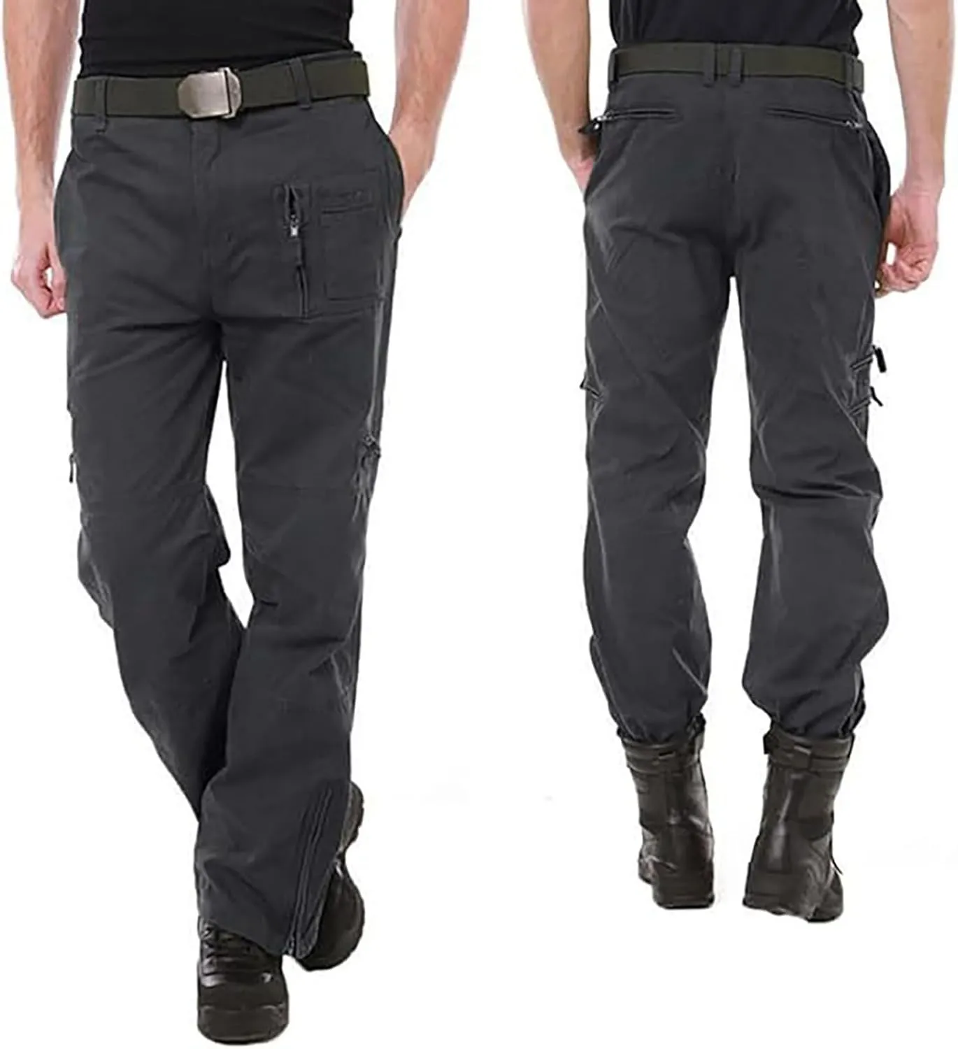 Mens Hiking Cargo Pants Slim Fit Lightweight Joggers Breathable Outdoor Trousers with Military Multi Pockets