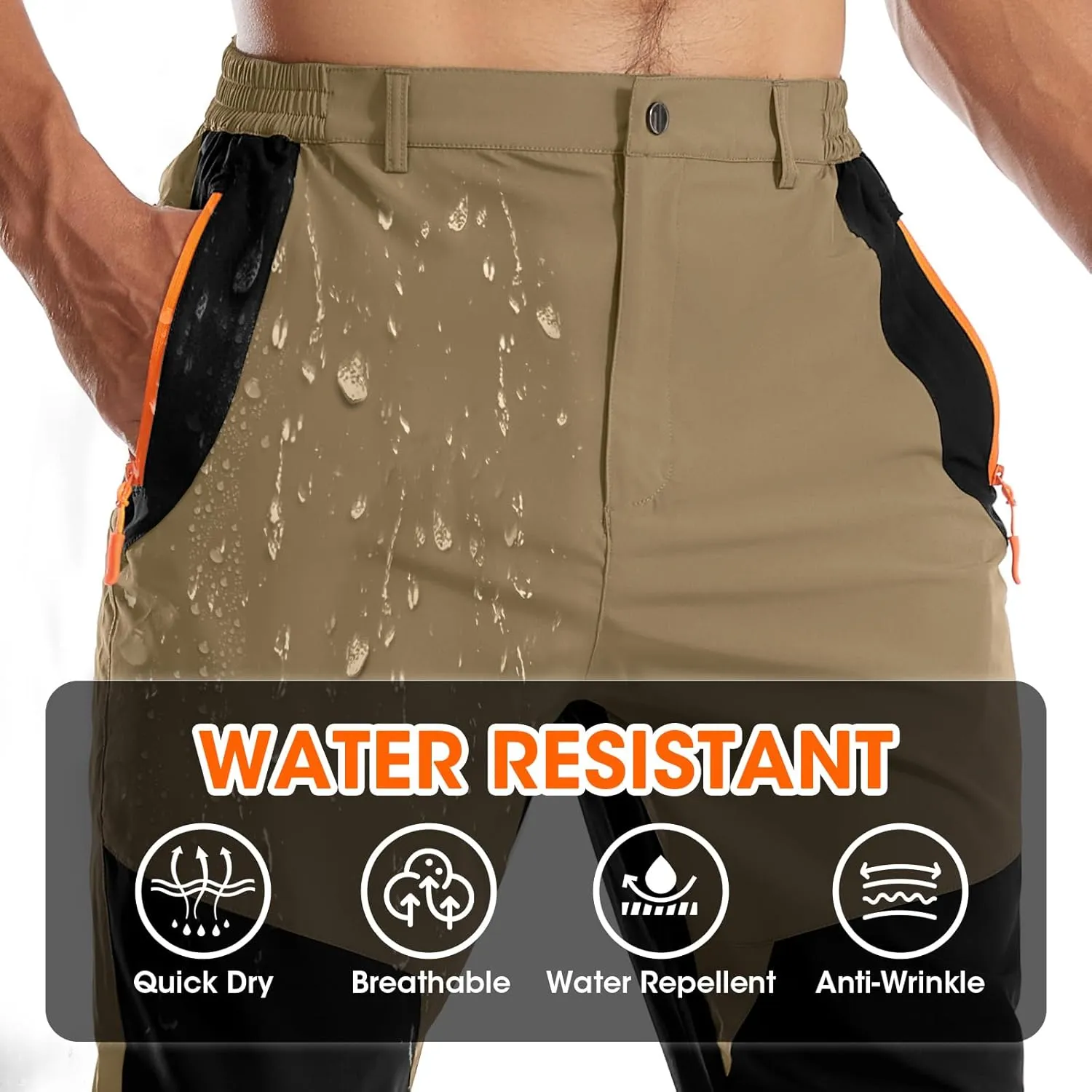 Men's Hiking Pants Lightweight Cargo Pants Quick Dry Water Resistant Outdoor Pants for Work Fishing Climbing