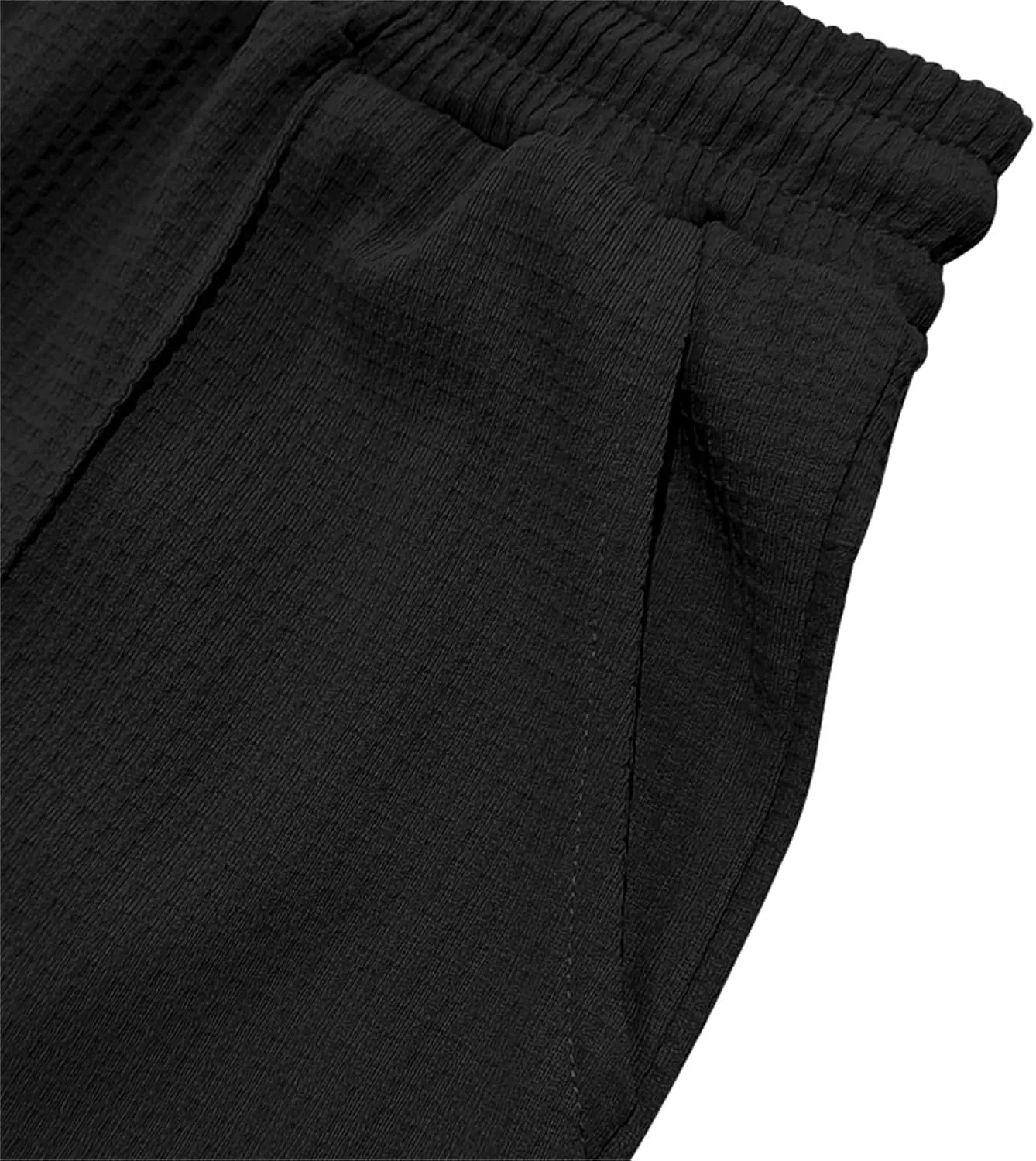 Men's Jacquard Waffle Sweatpants Stretch Waist Drawstring Casual Business Jogging Pants Loose Tousers 2025 Summer