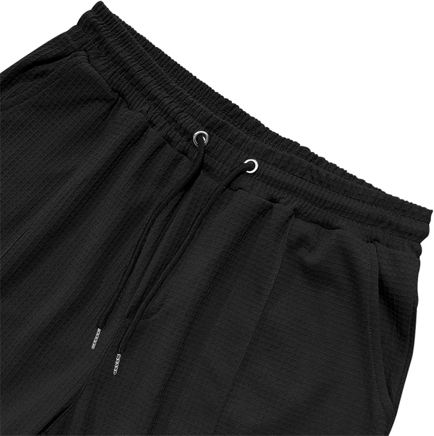 Men's Jacquard Waffle Sweatpants Stretch Waist Drawstring Casual Business Jogging Pants Loose Tousers 2025 Summer