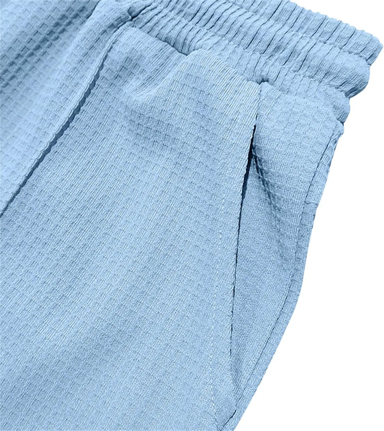 Men's Jacquard Waffle Sweatpants Stretch Waist Drawstring Casual Business Jogging Pants Loose Tousers 2025 Summer