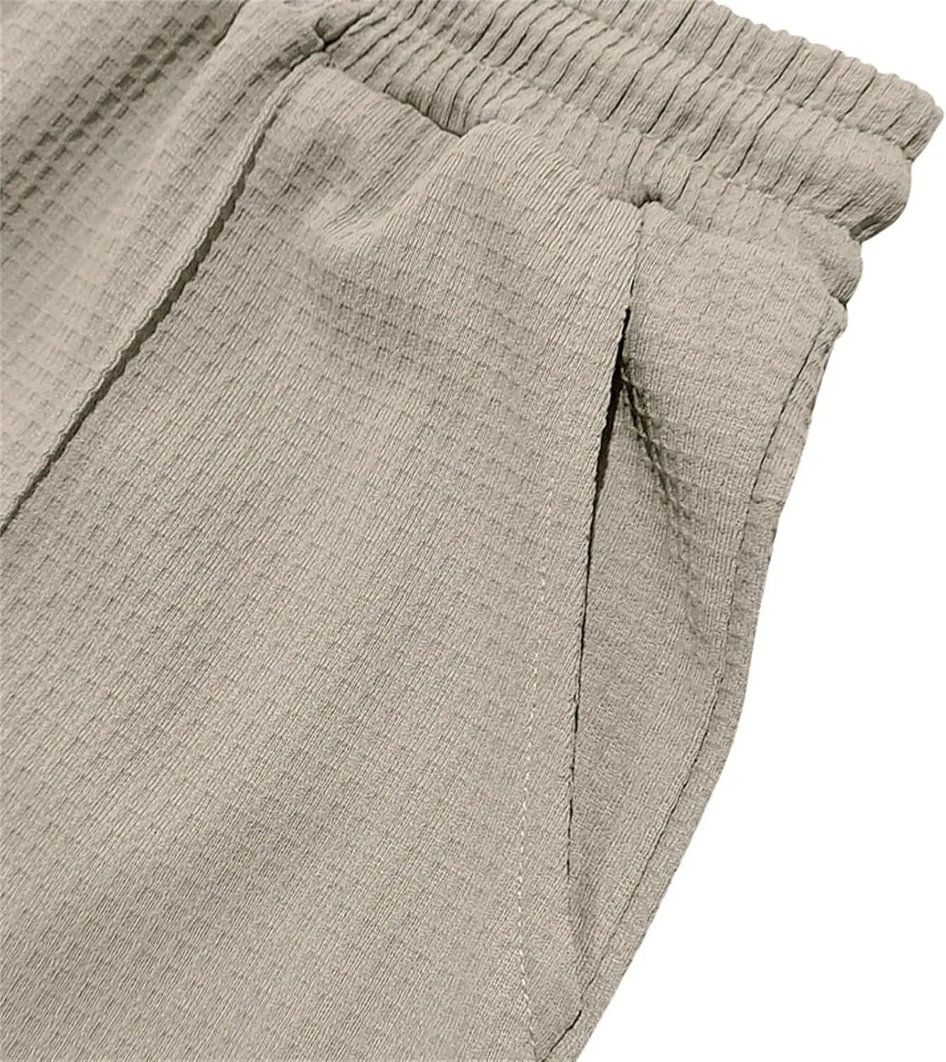 Men's Jacquard Waffle Sweatpants Stretch Waist Drawstring Casual Business Jogging Pants Loose Tousers 2025 Summer
