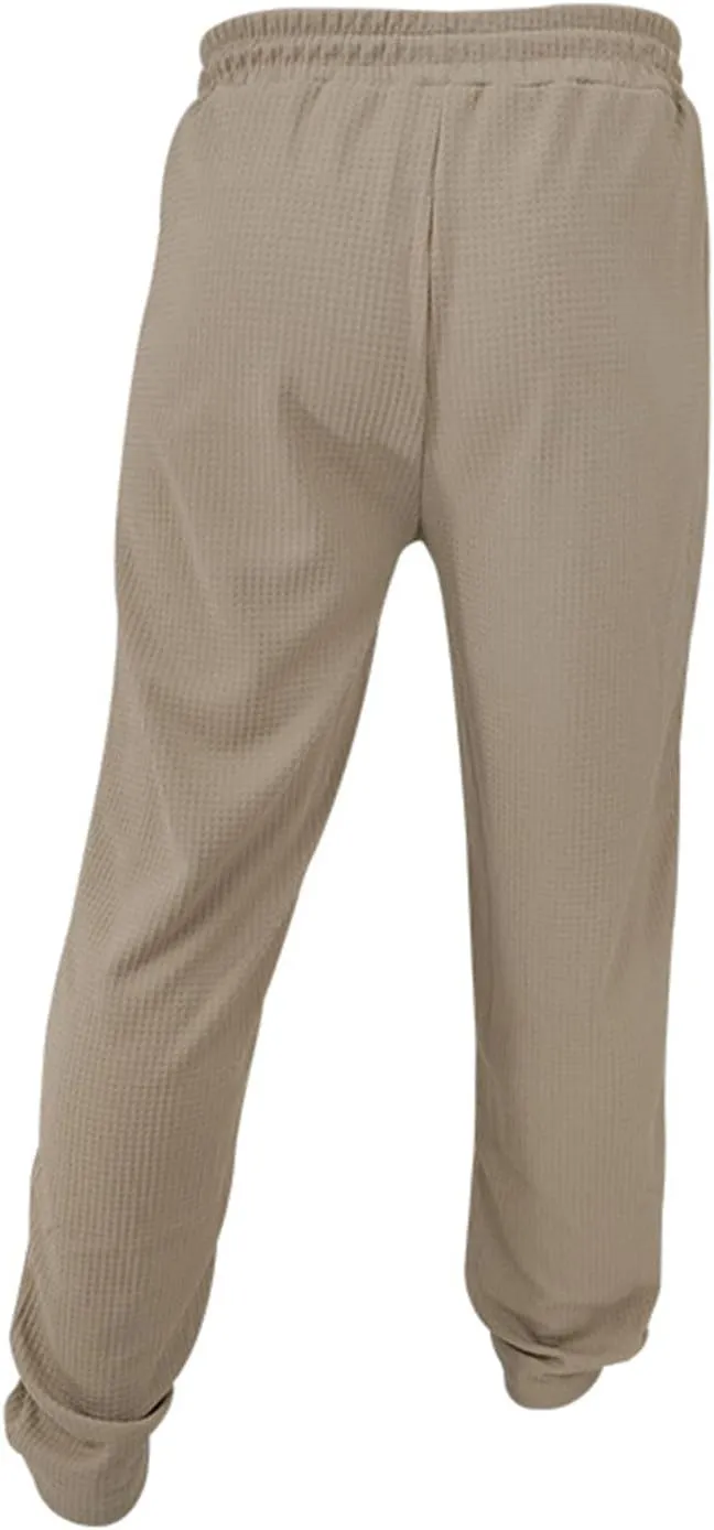 Men's Jacquard Waffle Sweatpants Stretch Waist Drawstring Casual Business Jogging Pants Loose Tousers 2025 Summer