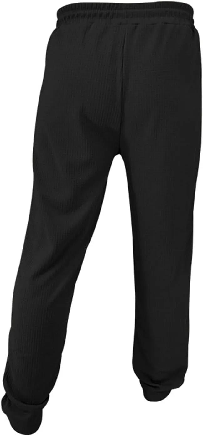 Men's Jacquard Waffle Sweatpants Stretch Waist Drawstring Casual Business Jogging Pants Loose Tousers 2025 Summer