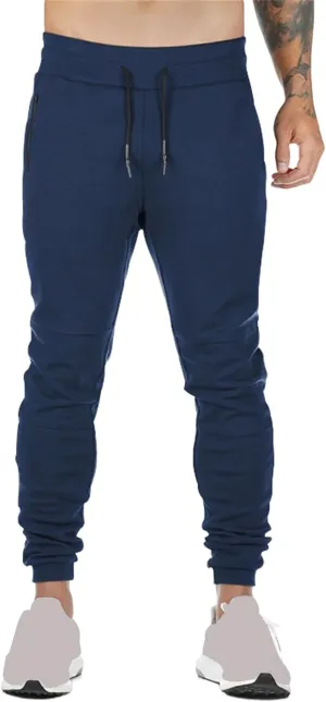 Mens Jogger Sweatpants Athletic Running Pants Lightweight Slim Fit Trousers Workout Running Pant with Zipper Pockets