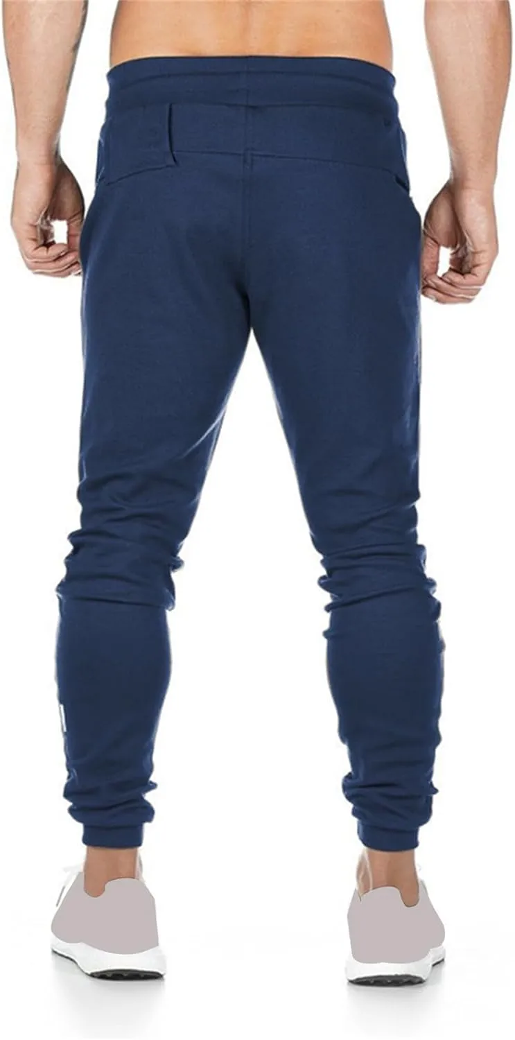 Mens Jogger Sweatpants Athletic Running Pants Lightweight Slim Fit Trousers Workout Running Pant with Zipper Pockets
