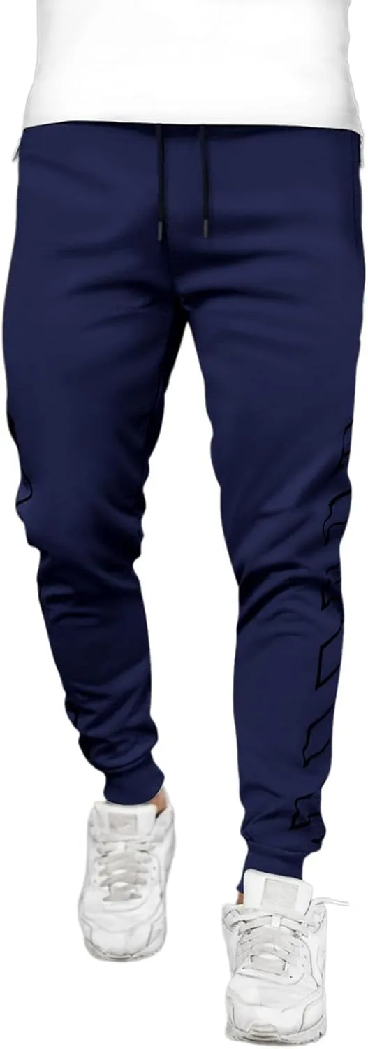 Men's Joggers Drawstring Sweatpants with Zipper Pockets Slim Fit Pants Athletic Trousers Workout Pants for Men