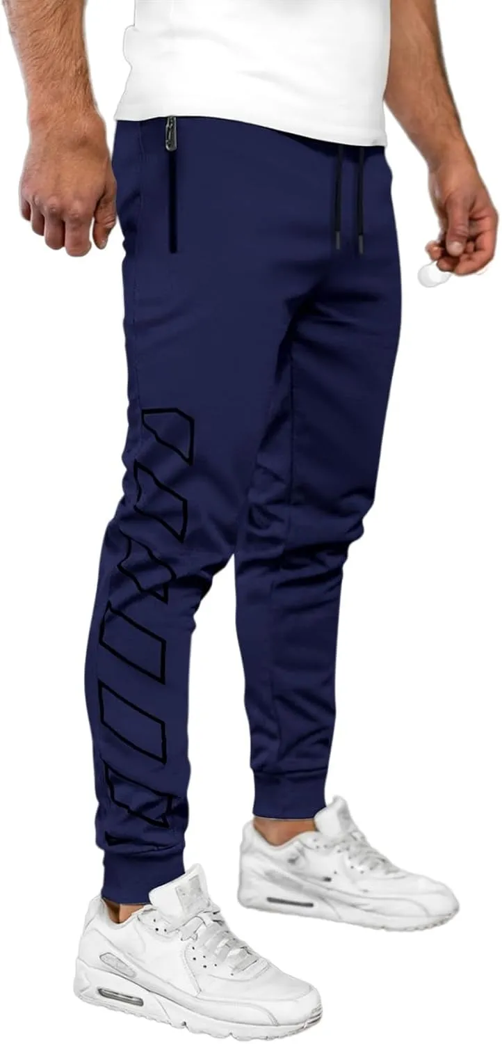 Men's Joggers Drawstring Sweatpants with Zipper Pockets Slim Fit Pants Athletic Trousers Workout Pants for Men