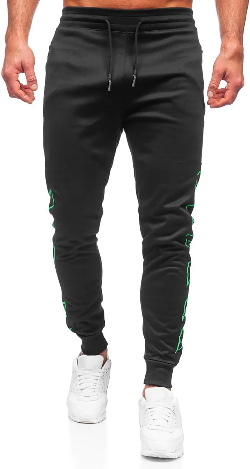 Men's Joggers Drawstring Sweatpants with Zipper Pockets Slim Fit Pants Gym Workout Trousers Work Pants for Men