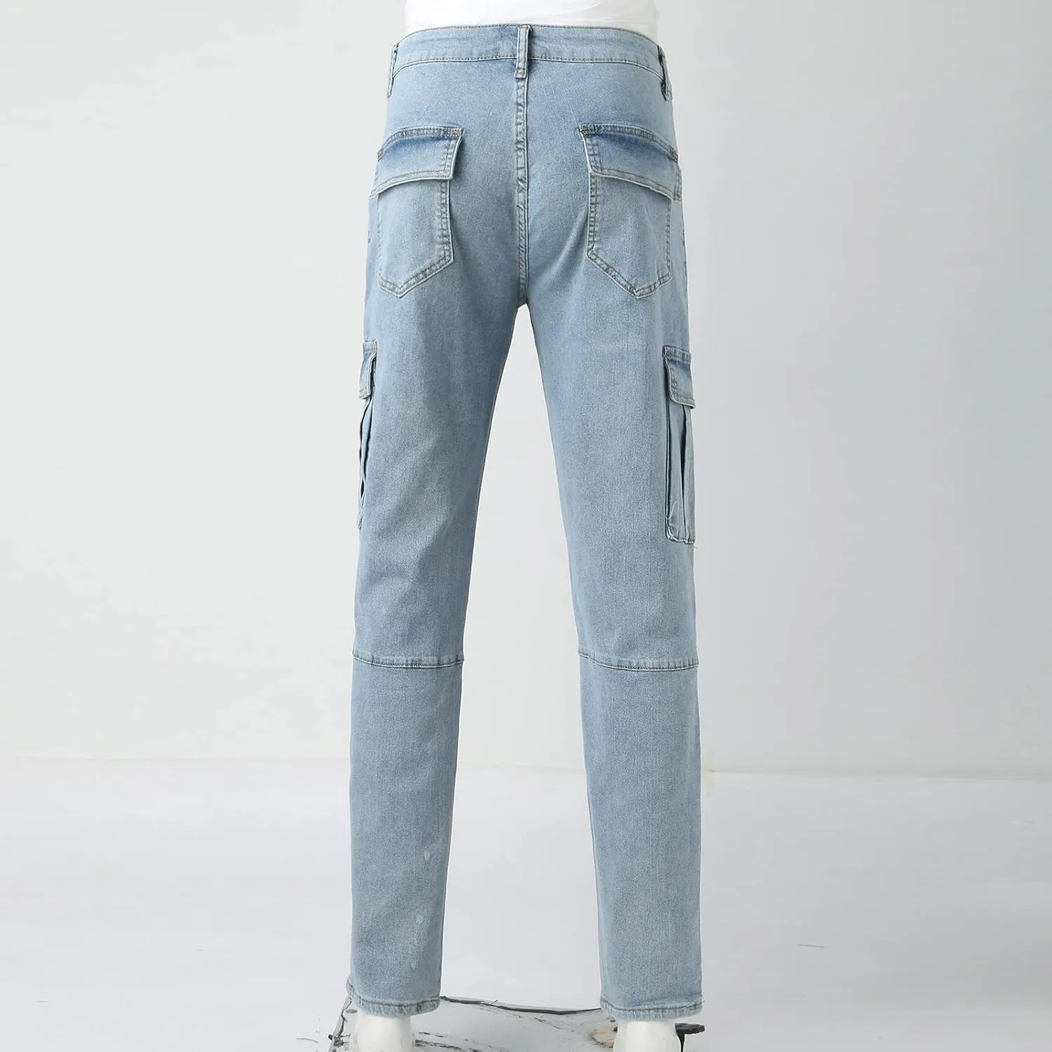 Mens Joggers Sweatpants Zipper Middle Waist Denim Long Pants Men's Active Athletic Casual Tricot Jogger Running Pants