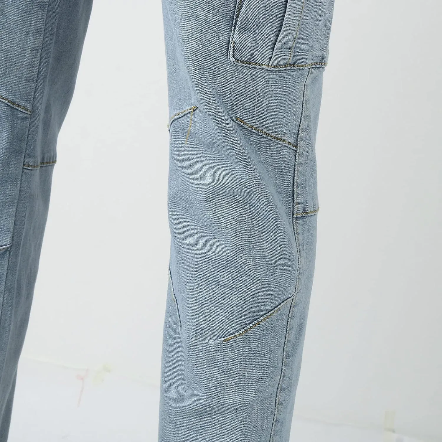 Mens Joggers Sweatpants Zipper Middle Waist Denim Long Pants Men's Active Athletic Casual Tricot Jogger Running Pants