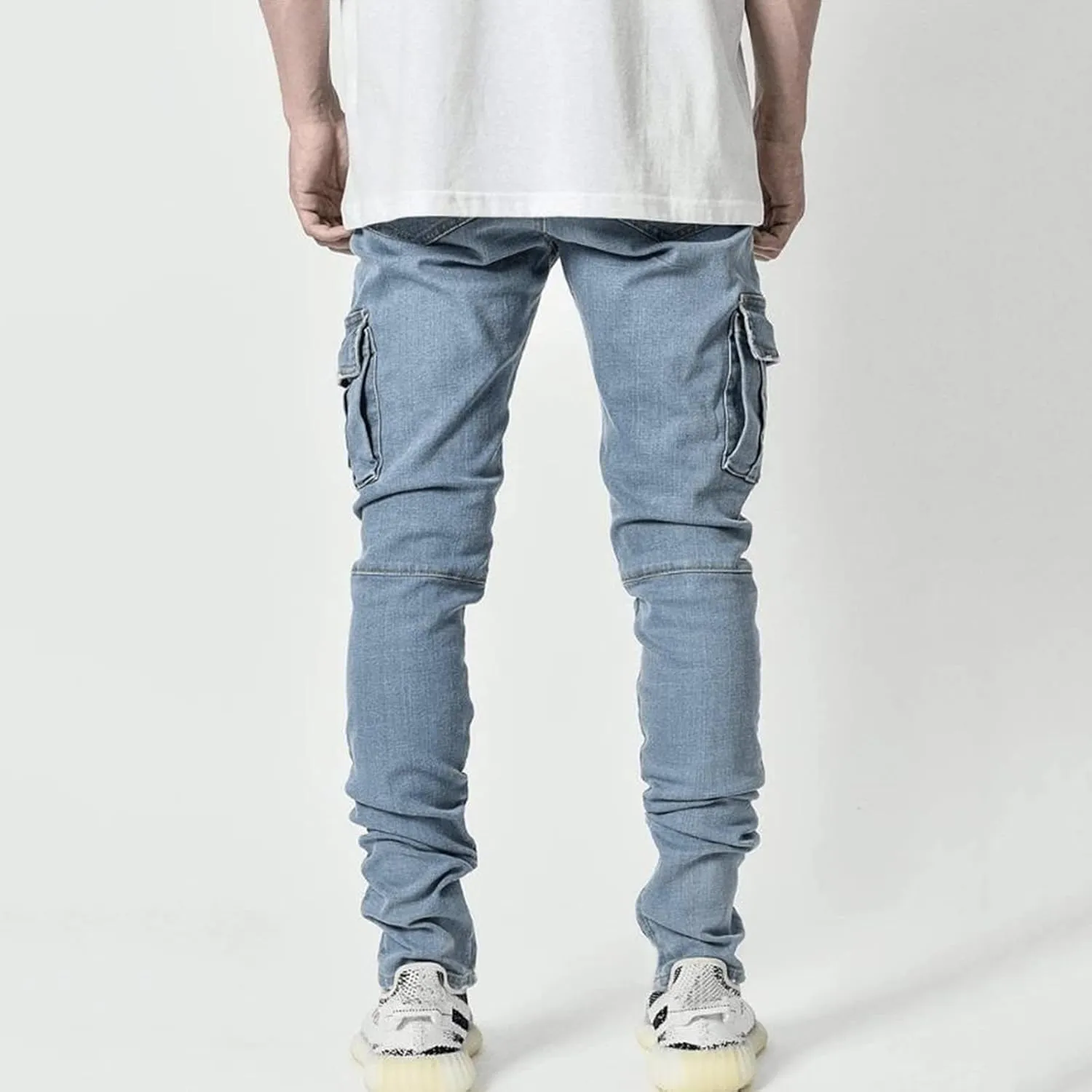 Mens Joggers Sweatpants Zipper Middle Waist Denim Long Pants Men's Active Athletic Casual Tricot Jogger Running Pants