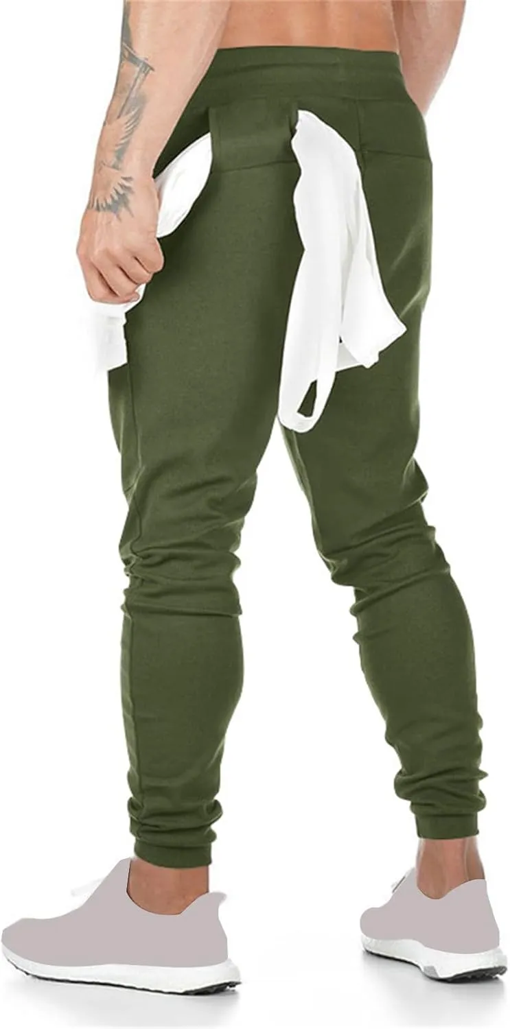 Mens Lightweight Athletic Pants Joggers Slim Fit Stretch Pant Workout Gym Sweatpants Casual Drawstring Trousers 2025