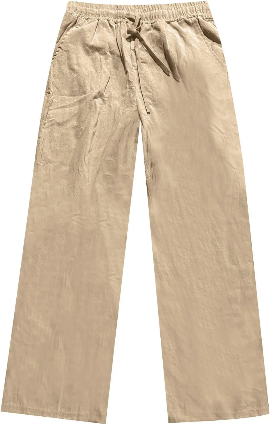 Men's Linen Casual Pants Elastic Waist Drawstring Yoga Beach Summer Pants 2025