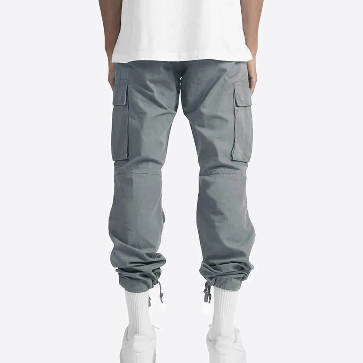Mens Pants Cargo Baggy Elastic Waist Drawstring Pants Casual with Pockets Pants 2024 Fall Winter Joggers Trousers