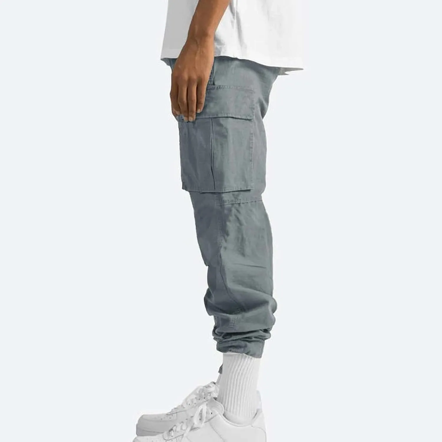 Mens Pants Cargo Baggy Elastic Waist Drawstring Pants Casual with Pockets Pants 2024 Fall Winter Joggers Trousers