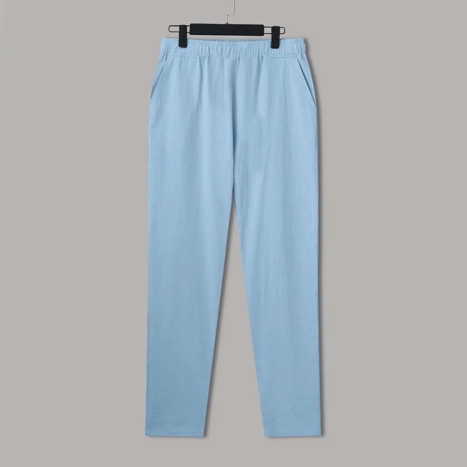 Mens Pants Casual Solid Color Vacation Elastic-Waisted Cotton Drawstring Pant Fashion Relax Fit High-Waisted Outfits
