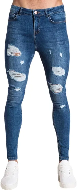 Men's Ripped Jeans Slim Fit Stretch Denim Pants Tapered Leg Fashion Jeans Comfort Skinny Biker Denim Pants for Men