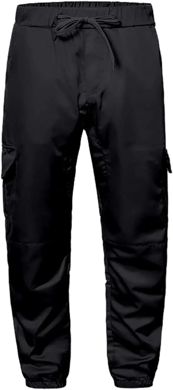 Mens Slim Fit Cargo Sweatpants with Pockets Workout Gym Lightweight Sweat Pants Elastic Waist Sweat Pants Trouser