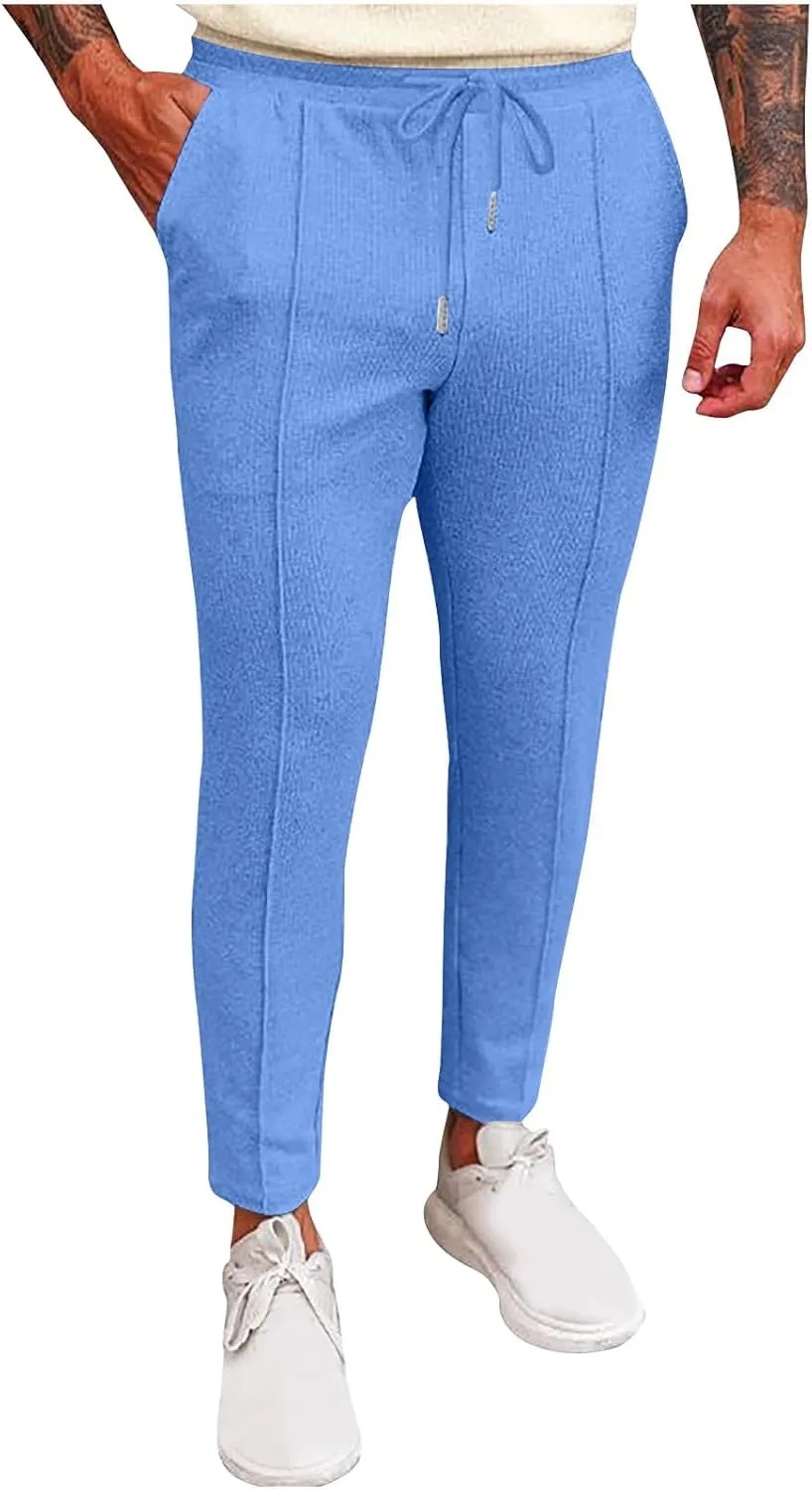 Mens Soft Joggers Drawstring Running Sweatpants with Pockets Lightweight Slim Fit Athletic Track Pants Workout Pants