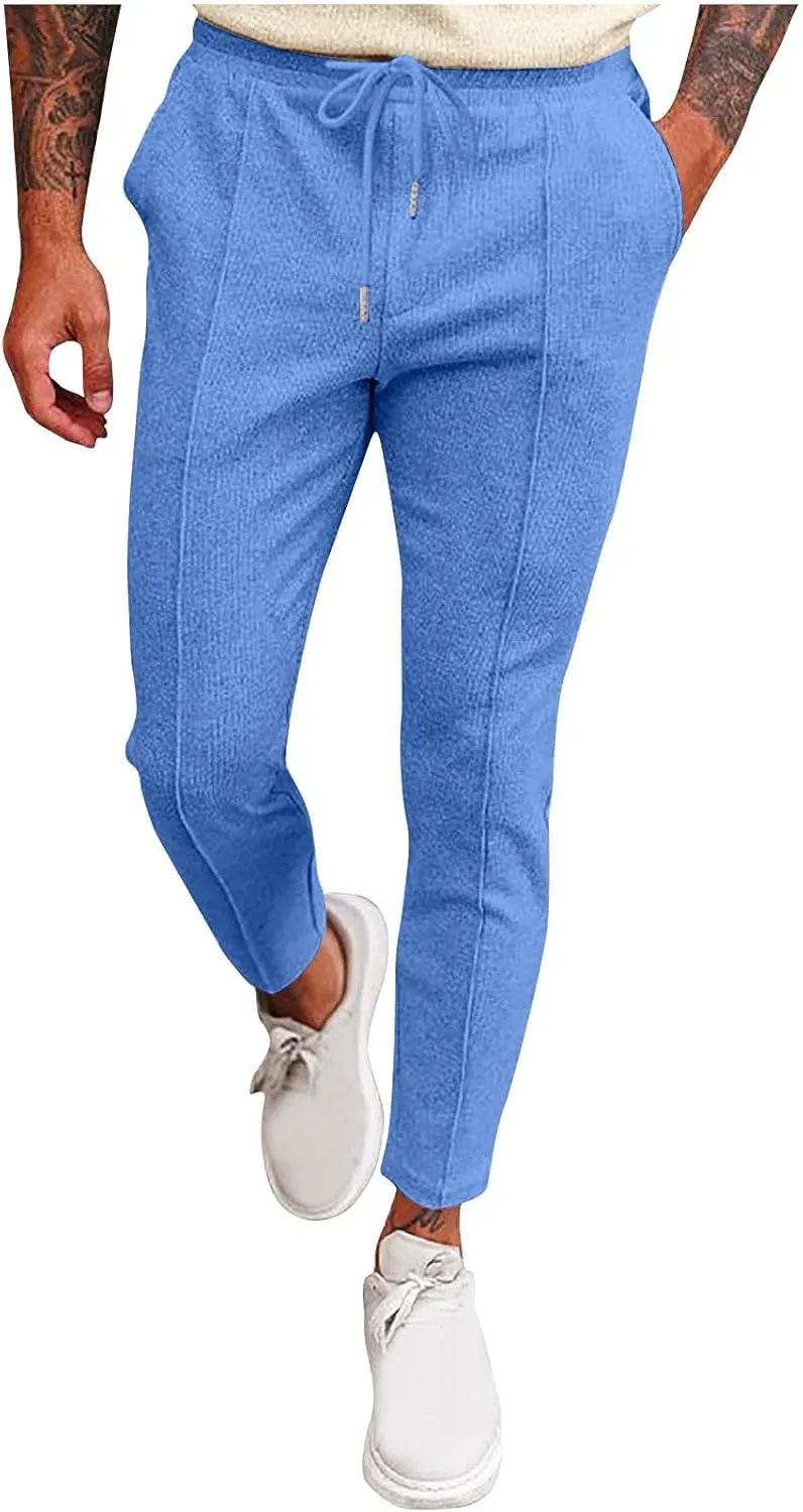 Mens Soft Joggers Drawstring Running Sweatpants with Pockets Lightweight Slim Fit Athletic Track Pants Workout Pants