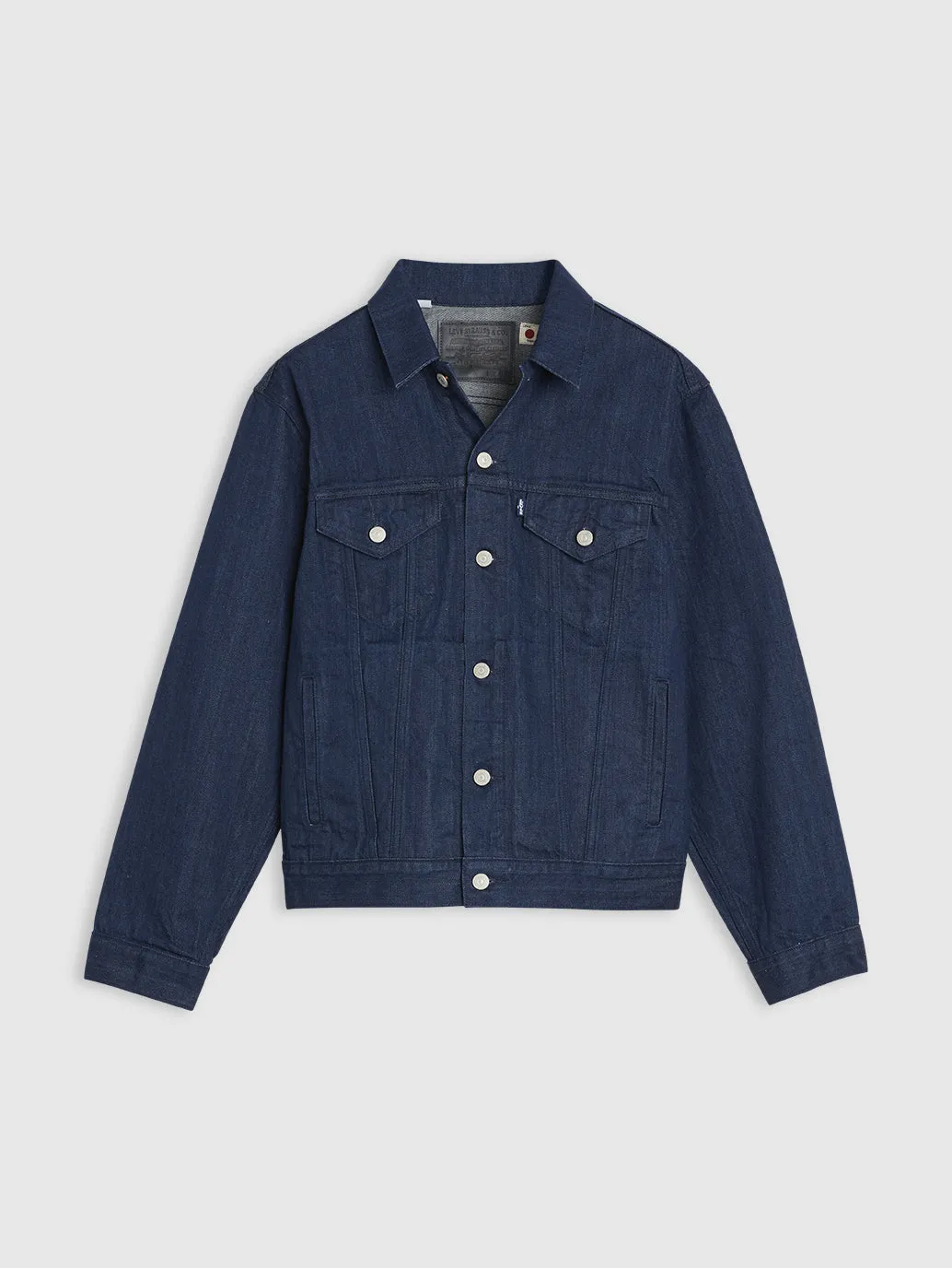 Men's Solid Dark Blue Trucker Jacket