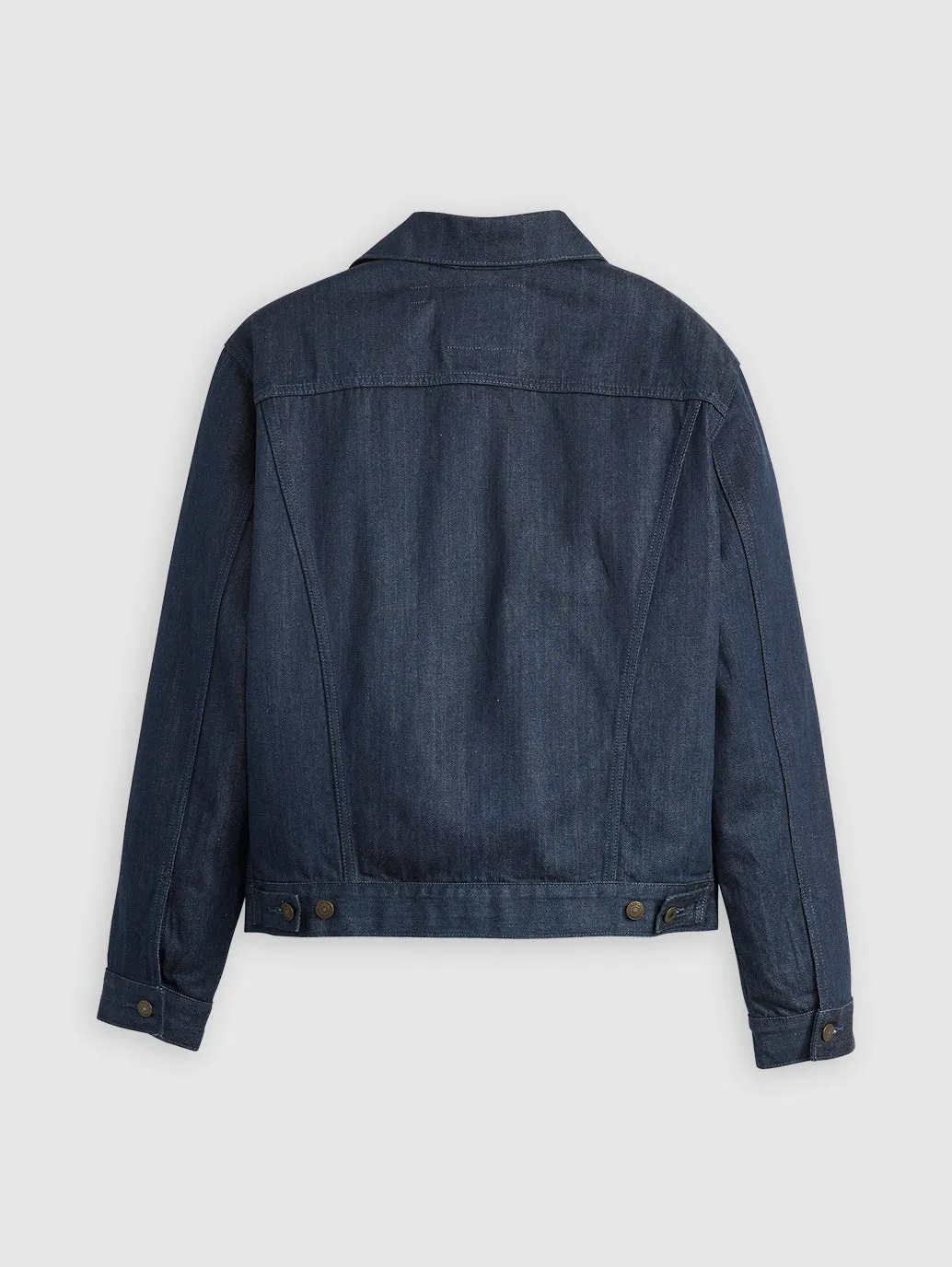Men's Solid Dark Blue Trucker Jacket