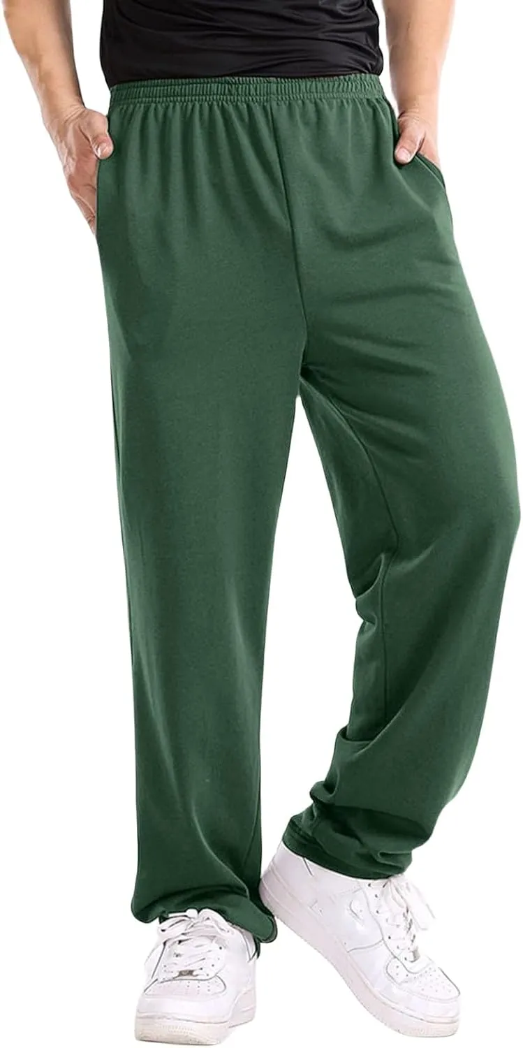 Mens Straight Leg Pants Casual Loose Fit Classic Trendy Solid Sweatpants Outdoor Workout Running Trousers with Pockets