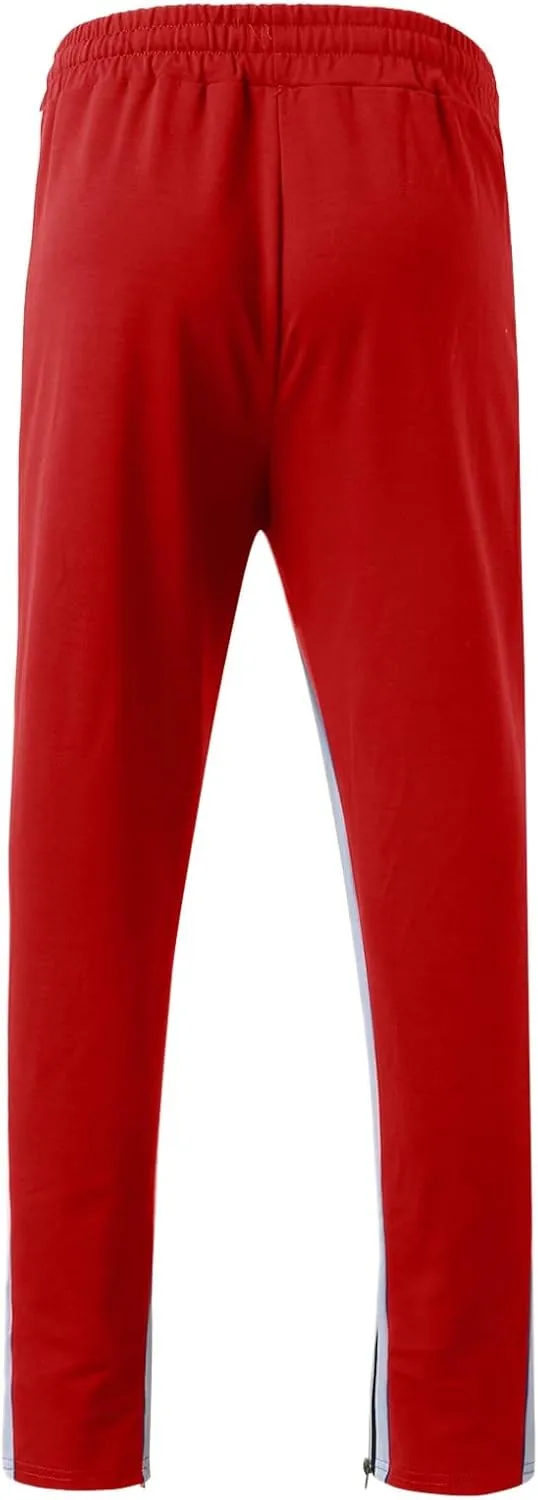 Mens Sweatpants with Pockets Waist Zipper Hem Corduroy Cargo Pants with Pockets Men's Casual Drawstring High Waisted