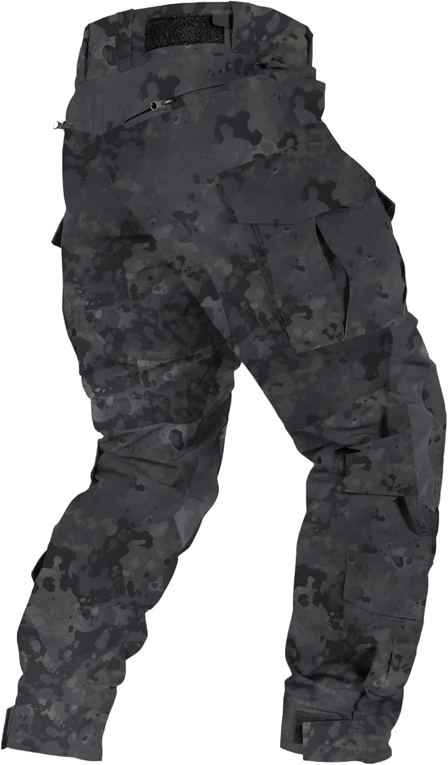 Mens Tactical Pants with Knee Pads Camo Cargo Pants Waterproof Hiking Pants 10 Pockets No Belt
