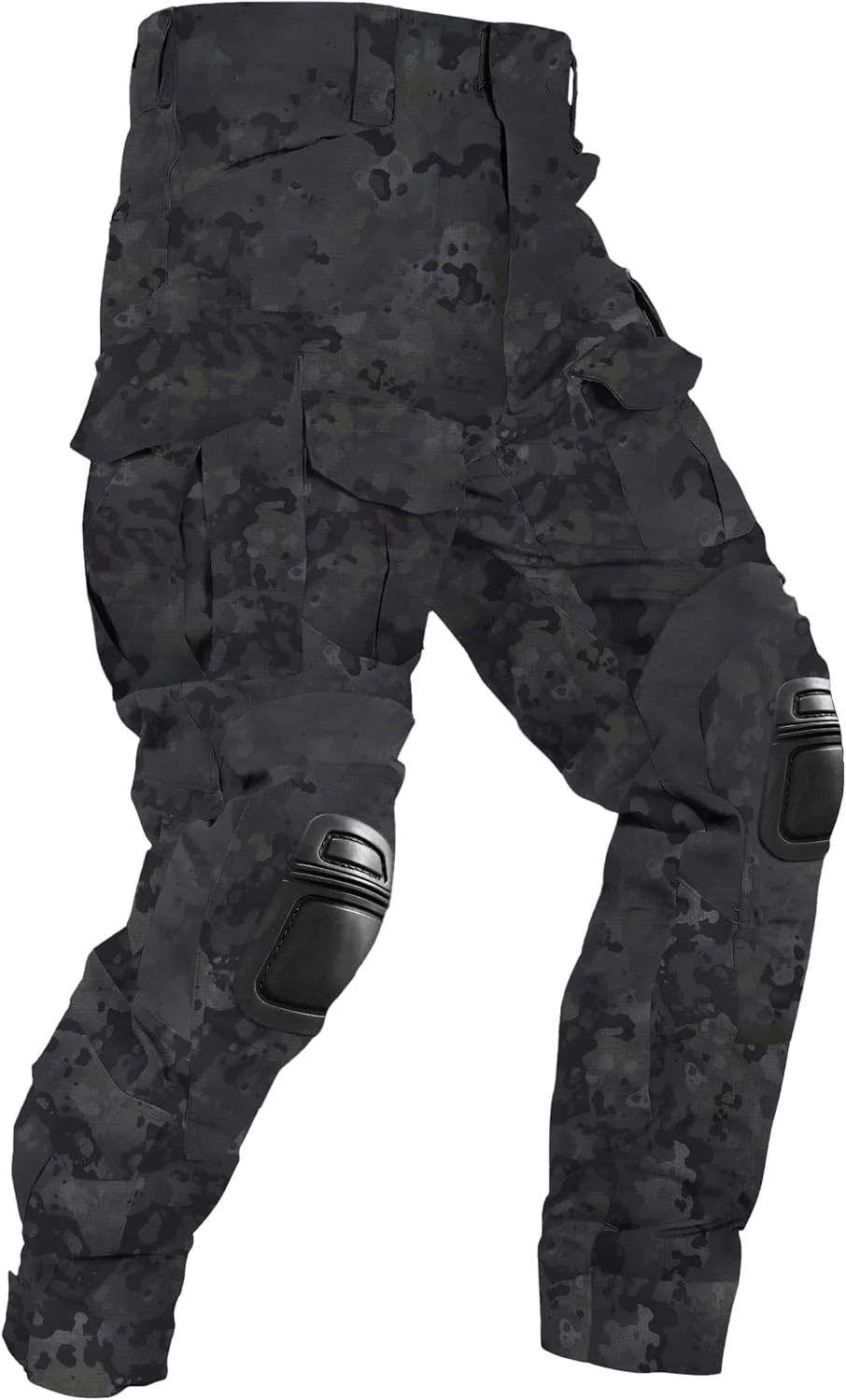 Mens Tactical Pants with Knee Pads Camo Cargo Pants Waterproof Hiking Pants 10 Pockets No Belt
