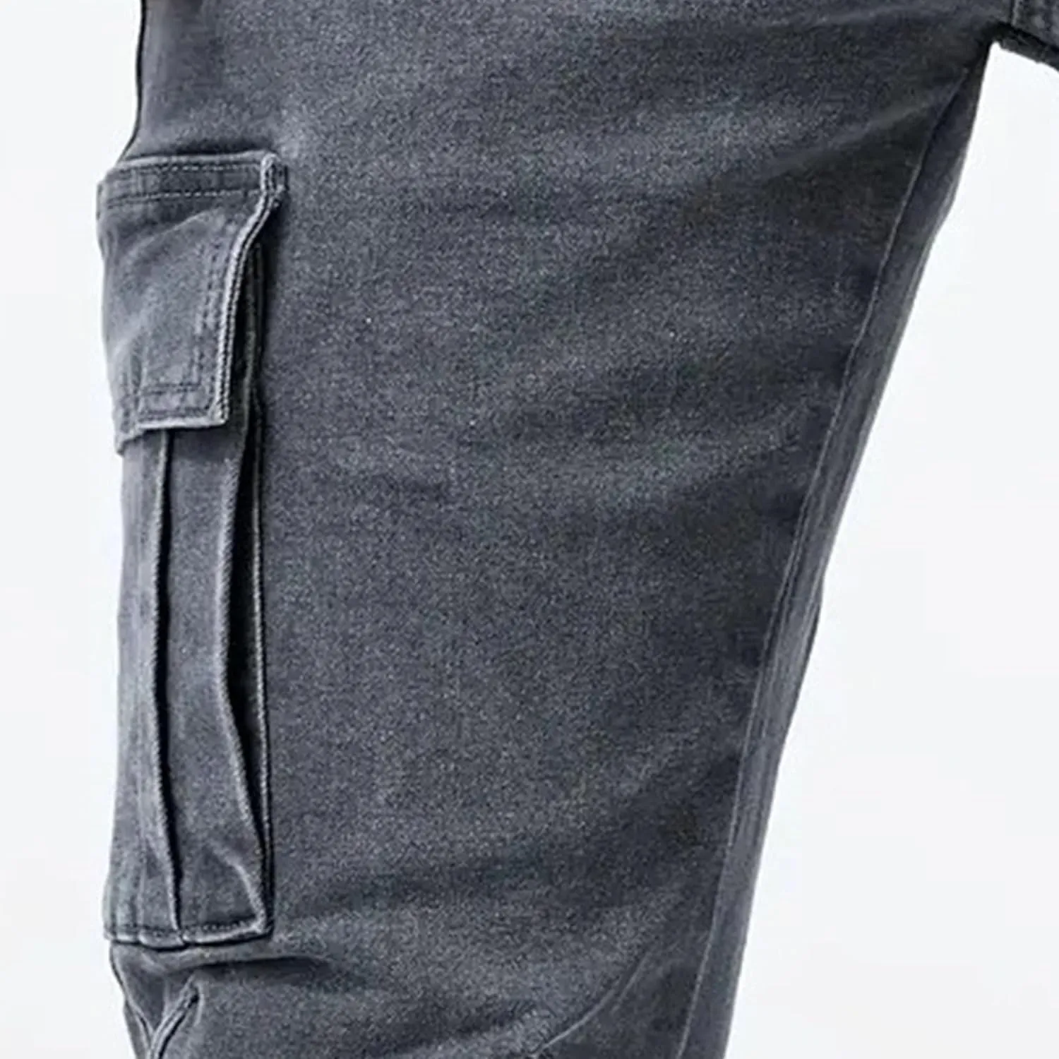 Men's Tapered Leg Cargo Jogger Jeans Slim Fit Stretch Skinny Biker Jeans Casual Fashion Hip Hop Denim Pants