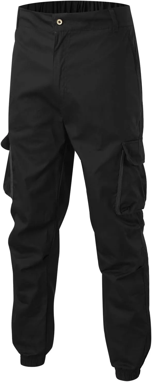 Mens Zip Joggers Pants Mens Fashion Casual Loose Cotton Plus Size Pocket Elastic Waist Pants Trousers Stretch