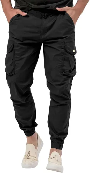 Mens Zip Joggers Pants Mens Fashion Casual Loose Cotton Plus Size Pocket Elastic Waist Pants Trousers Stretch