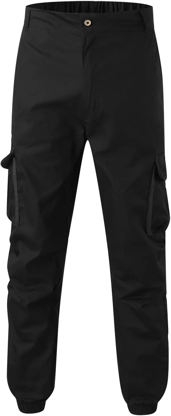 Mens Zip Joggers Pants Mens Fashion Casual Loose Cotton Plus Size Pocket Elastic Waist Pants Trousers Stretch