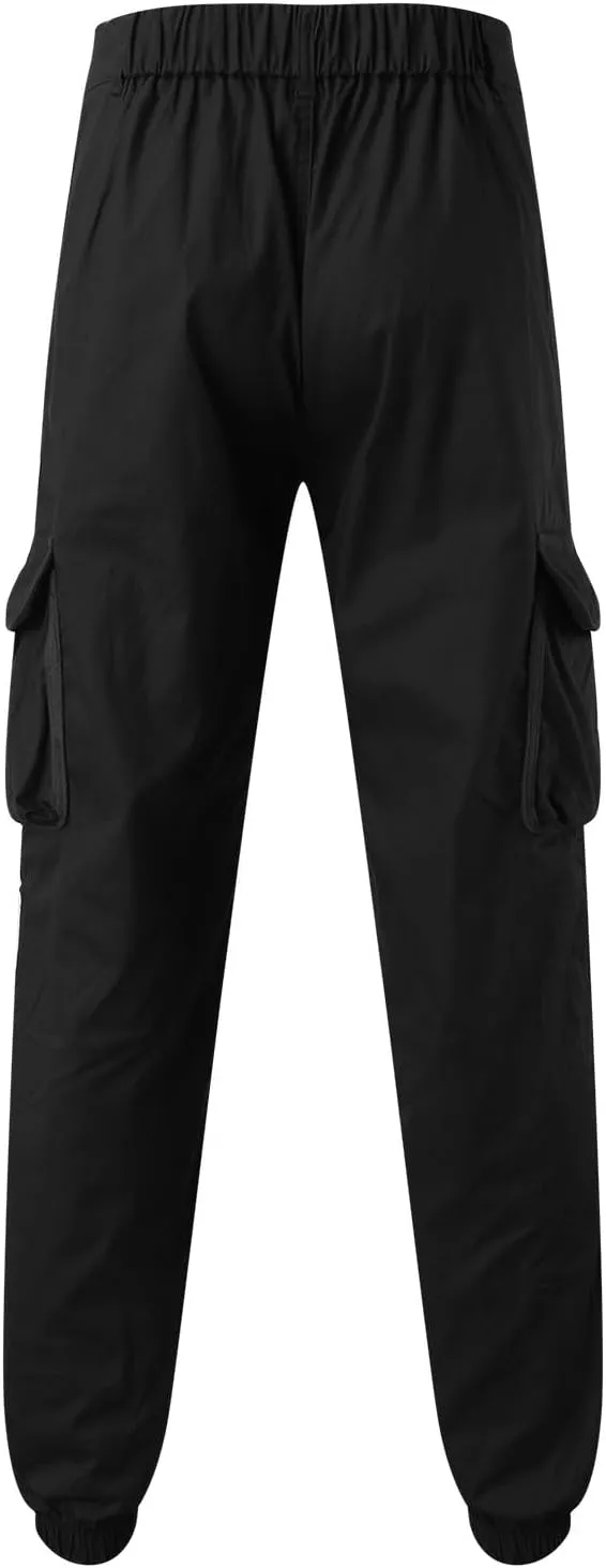 Mens Zip Joggers Pants Mens Fashion Casual Loose Cotton Plus Size Pocket Elastic Waist Pants Trousers Stretch