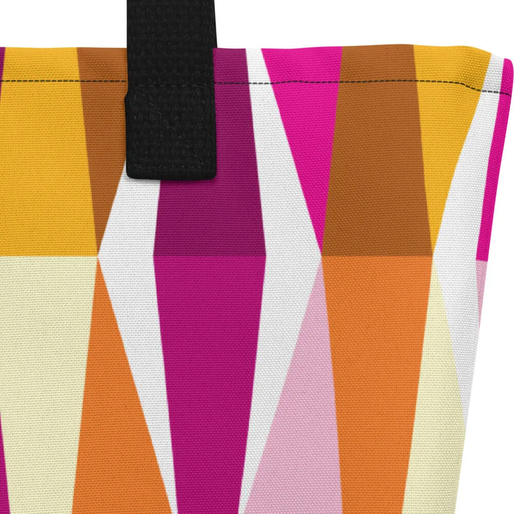 Mid Century Modern Orange Pink LozAnges Beach Bag