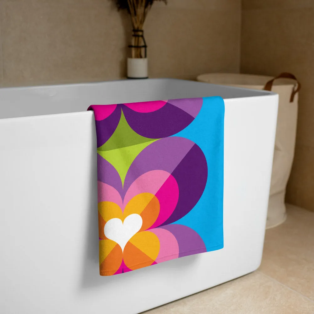 Mid Century Modern Purple Blue LoverLeaf Beach & Pool Towel