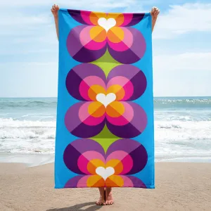 Mid Century Modern Purple Blue LoverLeaf Beach & Pool Towel