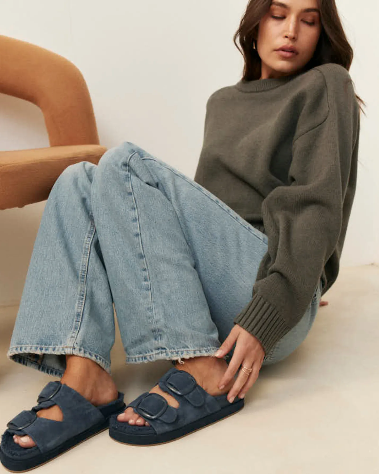 Milly Suede Slide - Navy