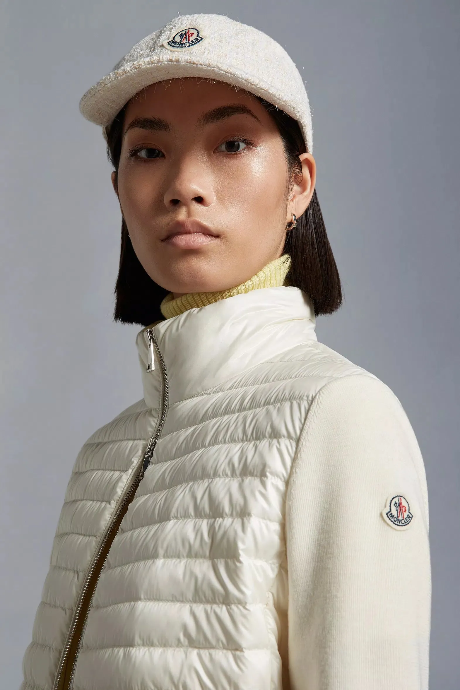 MONCLER PADDED CARDIGAN ECRU