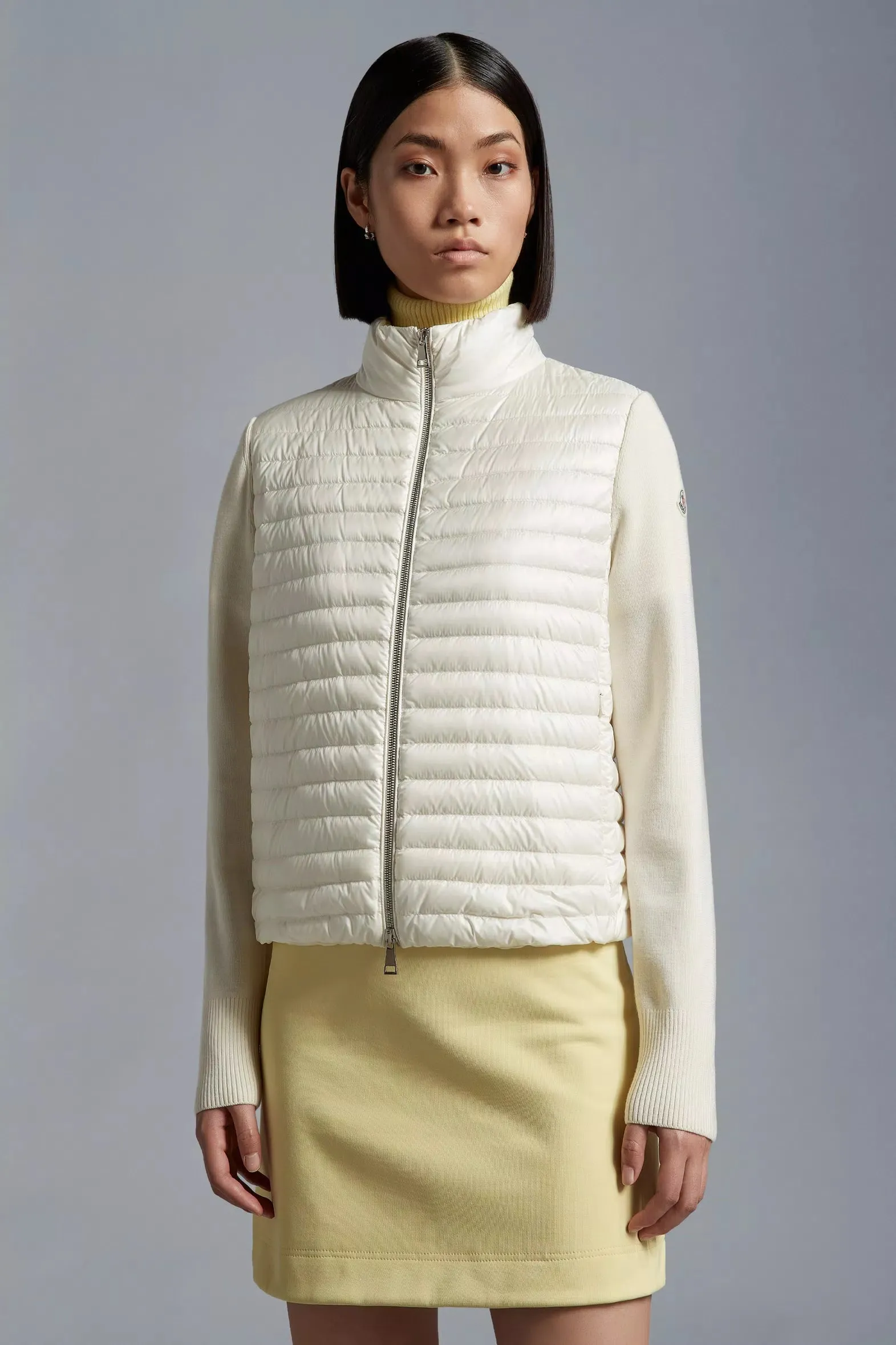 MONCLER PADDED CARDIGAN ECRU