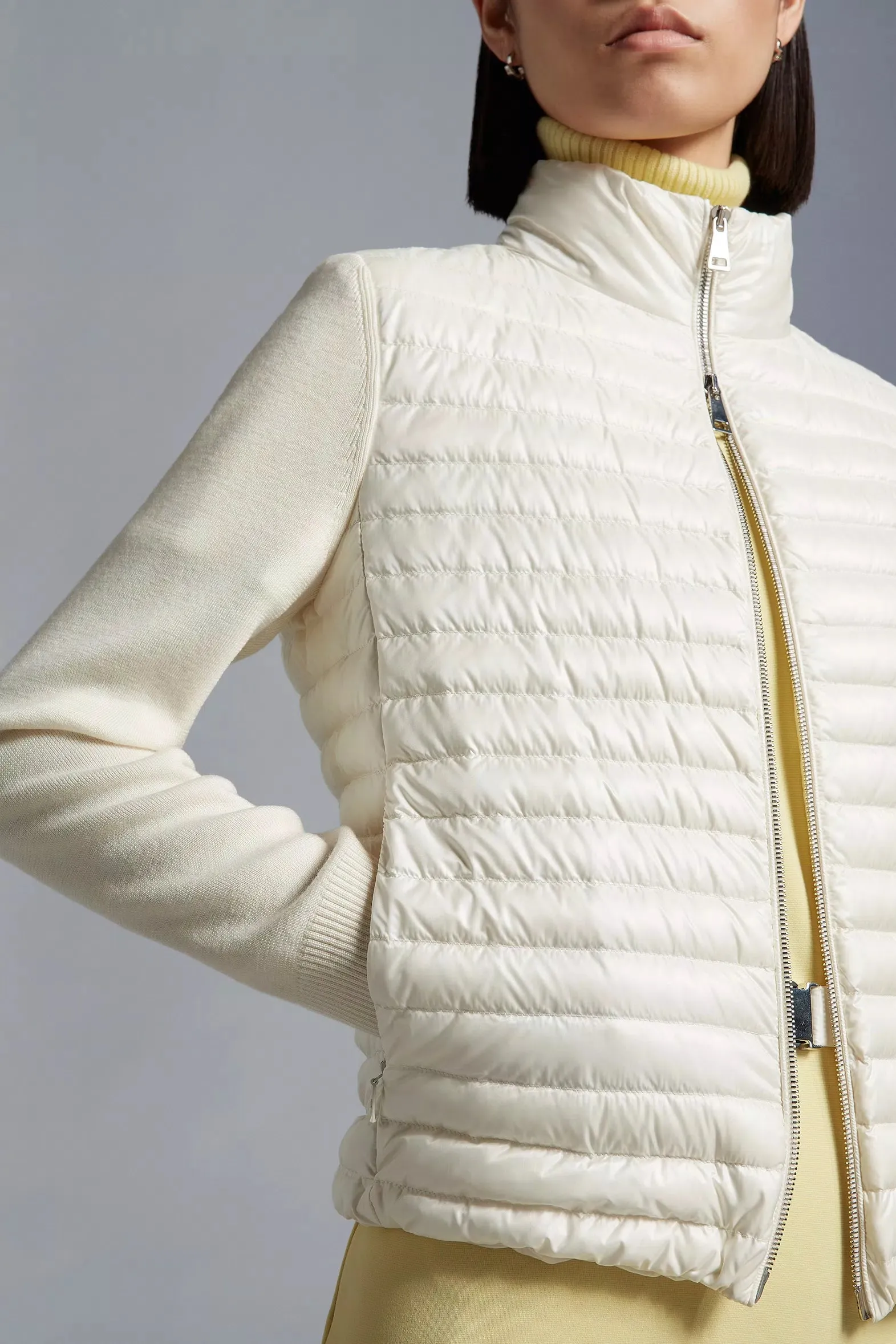 MONCLER PADDED CARDIGAN ECRU