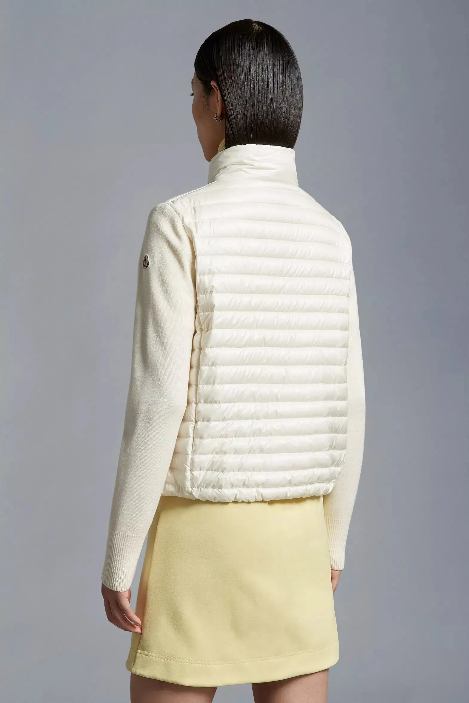 MONCLER PADDED CARDIGAN ECRU