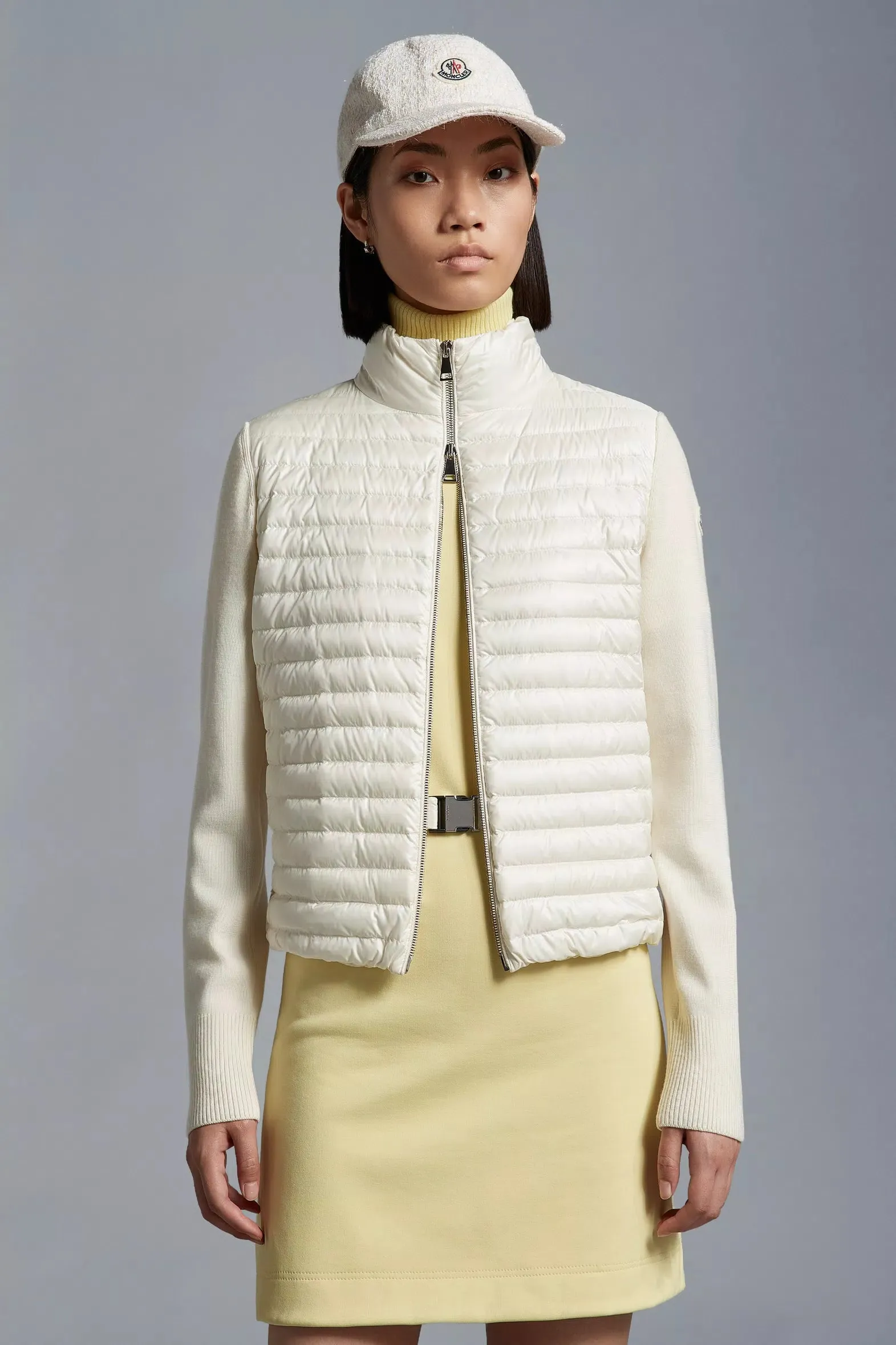 MONCLER PADDED CARDIGAN ECRU
