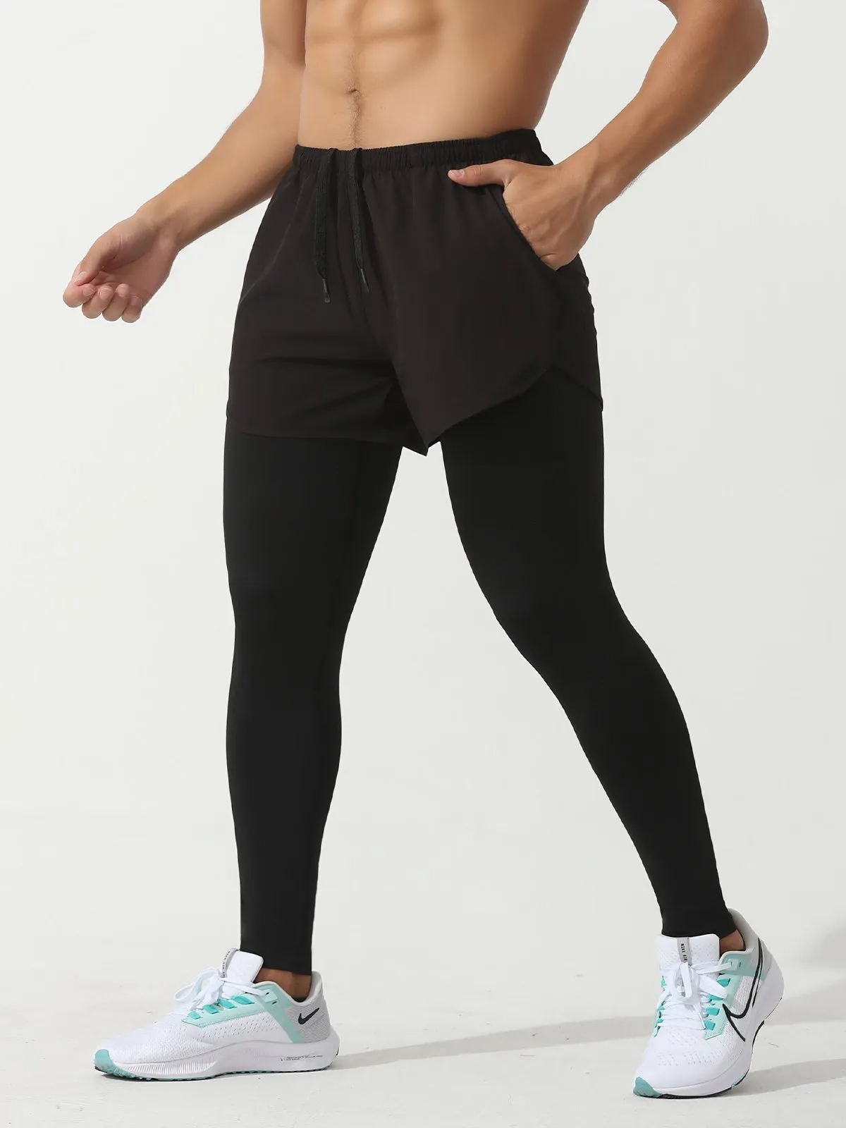 M's Interval Workout Pant 2 in 1 Compression Tight   Short Combo