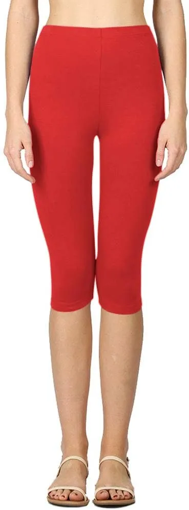NioBe Clothing Womens High Waist Basic Solid Cotton Soft Capri Leggings