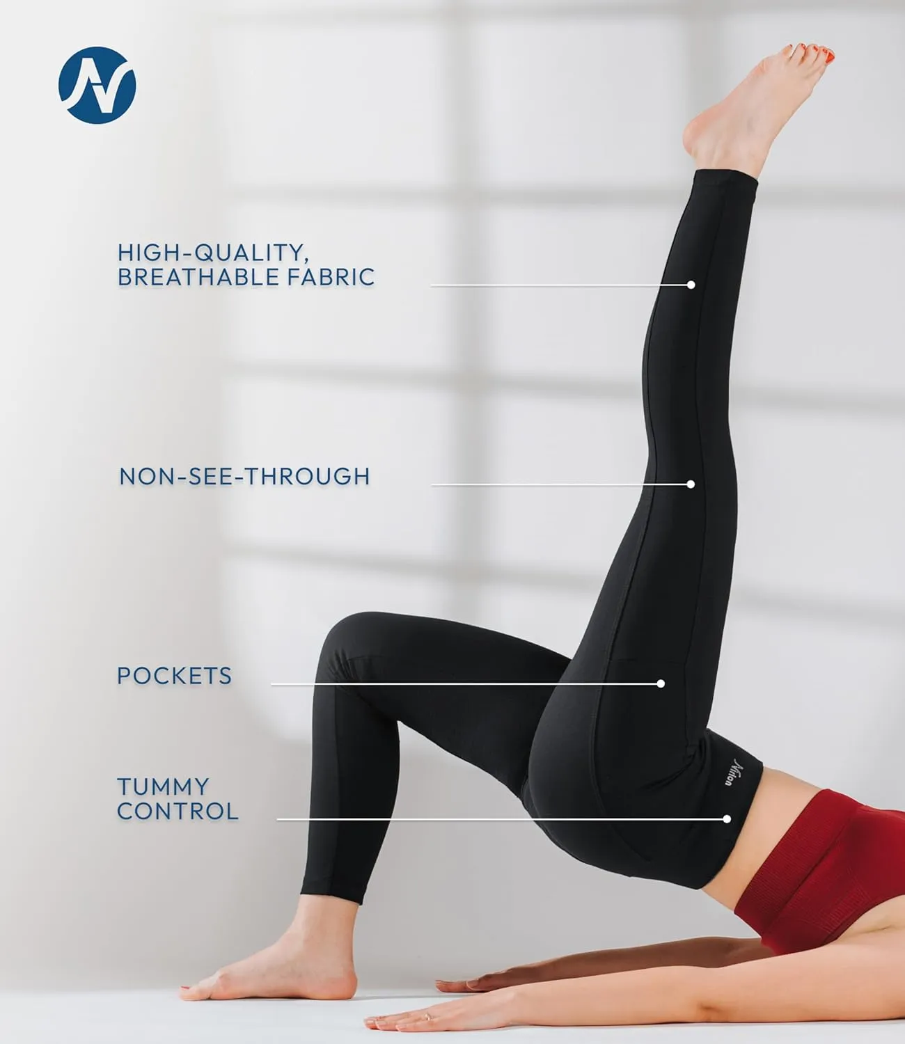 Nirlon Women's Leggings with Pockets High Waisted Workout Yoga Pants
